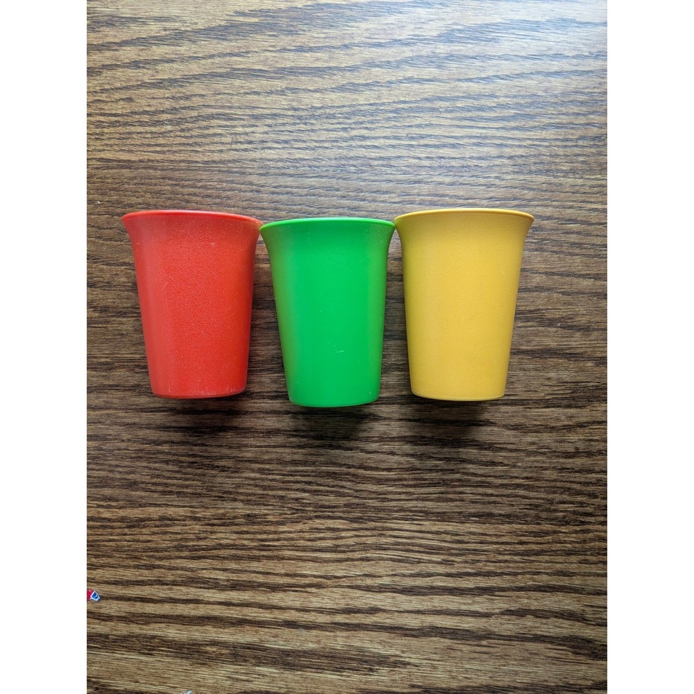 Vintage Tupperware Bell Tumblers 6oz Set of 3 Red Green Yellow 109 Series USA